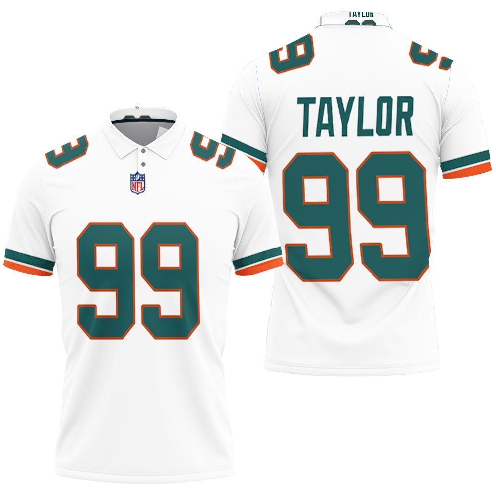 Miami Dolphins Jason Taylor #99 Great Player White 2019 Alternate Game Polo Shirt