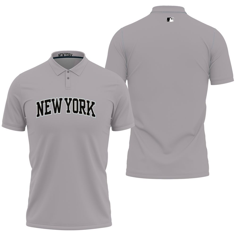 New York Yankees Road Flex Base Collection Team Gray Jersey Inspired Style 3D All Over Print Polo Shirt