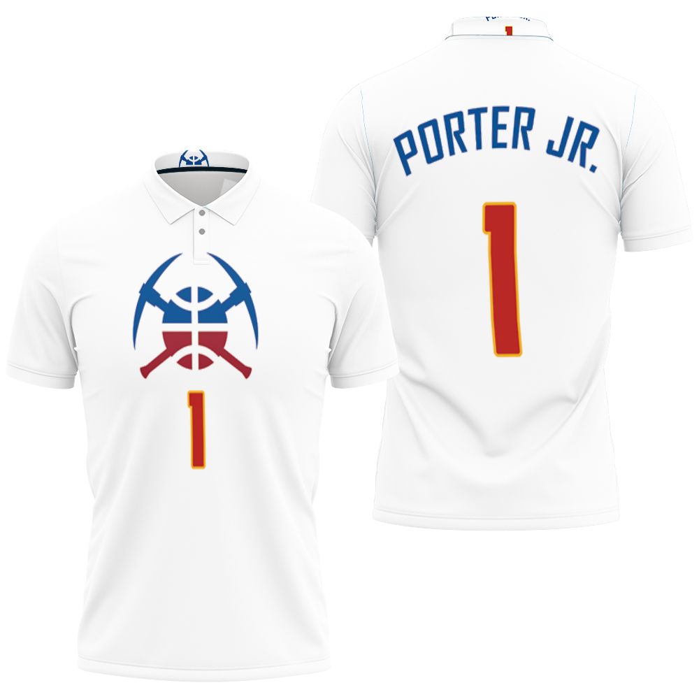 Nuggets Michael Porter Jr 1 2020-21 Earned Edition White Jersey Inspired Style 3D All Over Print Polo Shirt