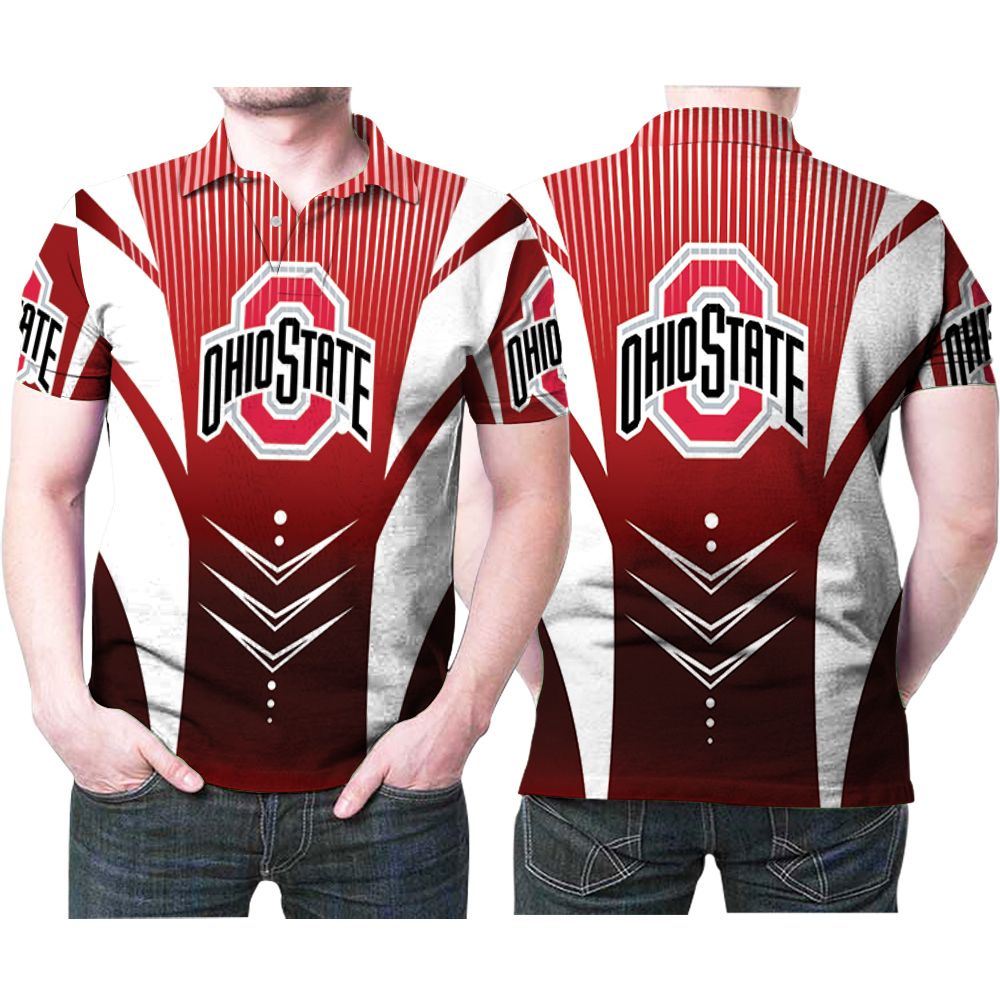 Ohio State Buckeyes Logo Arrow Pattern  Printed 3D All Over Print Polo Shirt