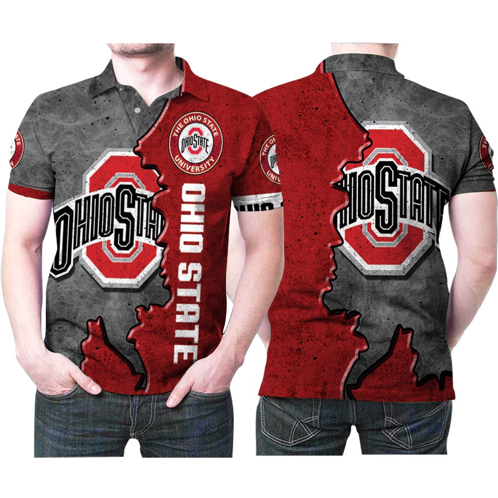 Ohio State Buckeyes Logo Football Ground  Printed 3D All Over Print Polo Shirt