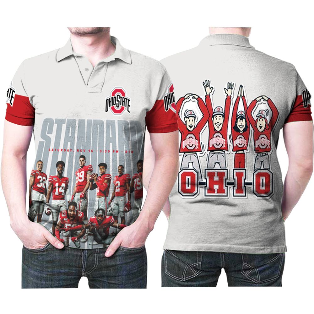 Ohio State Buckeyes Standard Football Team University 3D All Over Print Polo Shirt