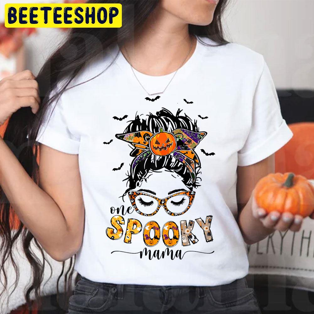 One Spooky Mama Pumpkin Pattern Halloween Trending Unisex T-Shirt