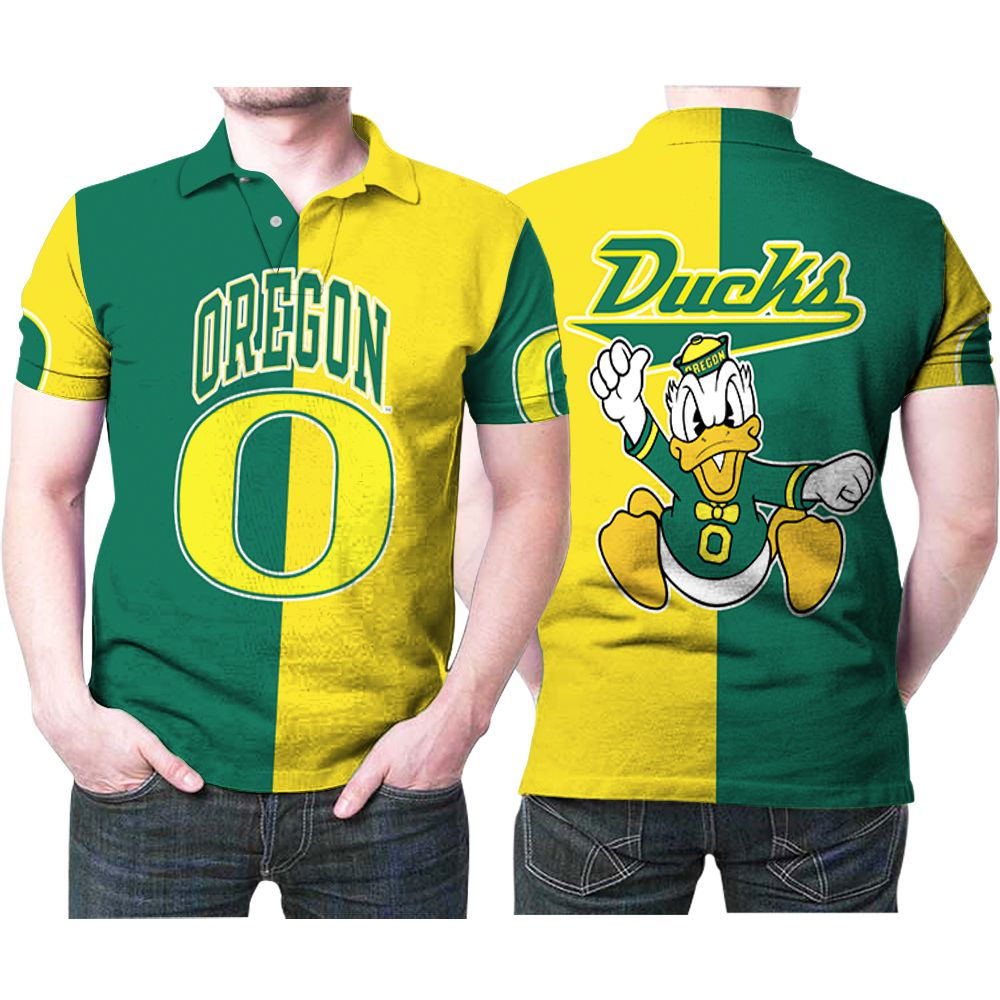 Oregon Ducks Logo Green And Yellow  Printed Gift For Ducks Fan 3D All Over Print Polo Shirt