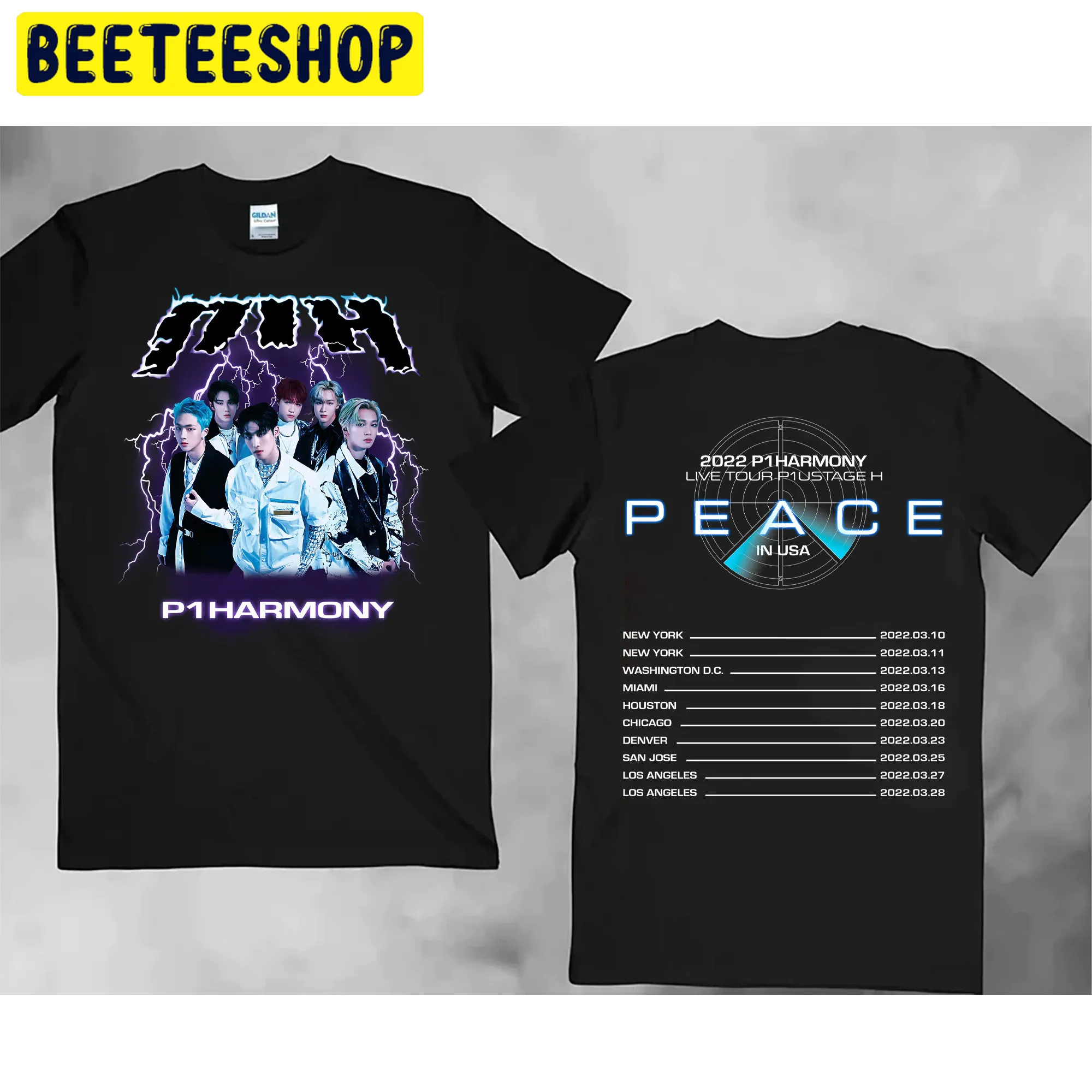 P1harmony Peace Tour 2022 And Date Double Side Unisex T-Shirt