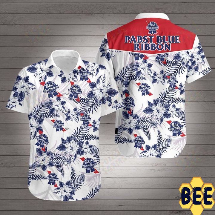 Pabst Blue Ribbon Tropical Flower Trending Hawaiian Shirt