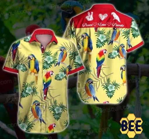 Peace Love Parrots Trending Hawaiian Shirt