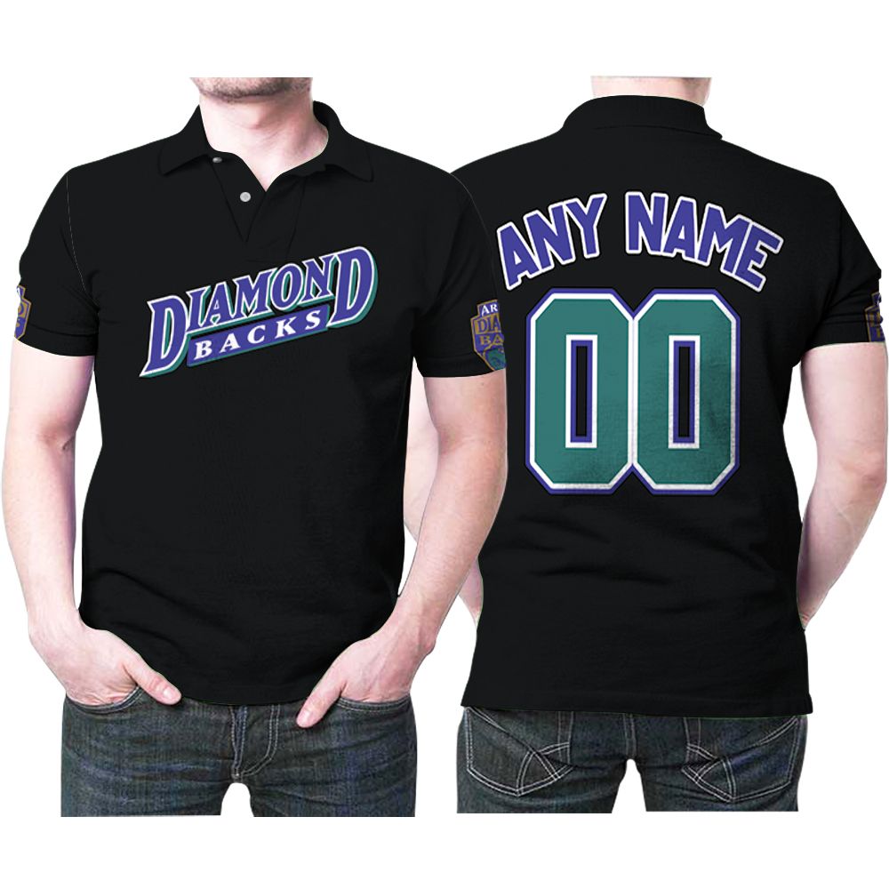 Personalized Any Name 00 Arizona Diamondbacks Alternative Black Jersey Inspired Style 3D All Over Print Polo Shirt