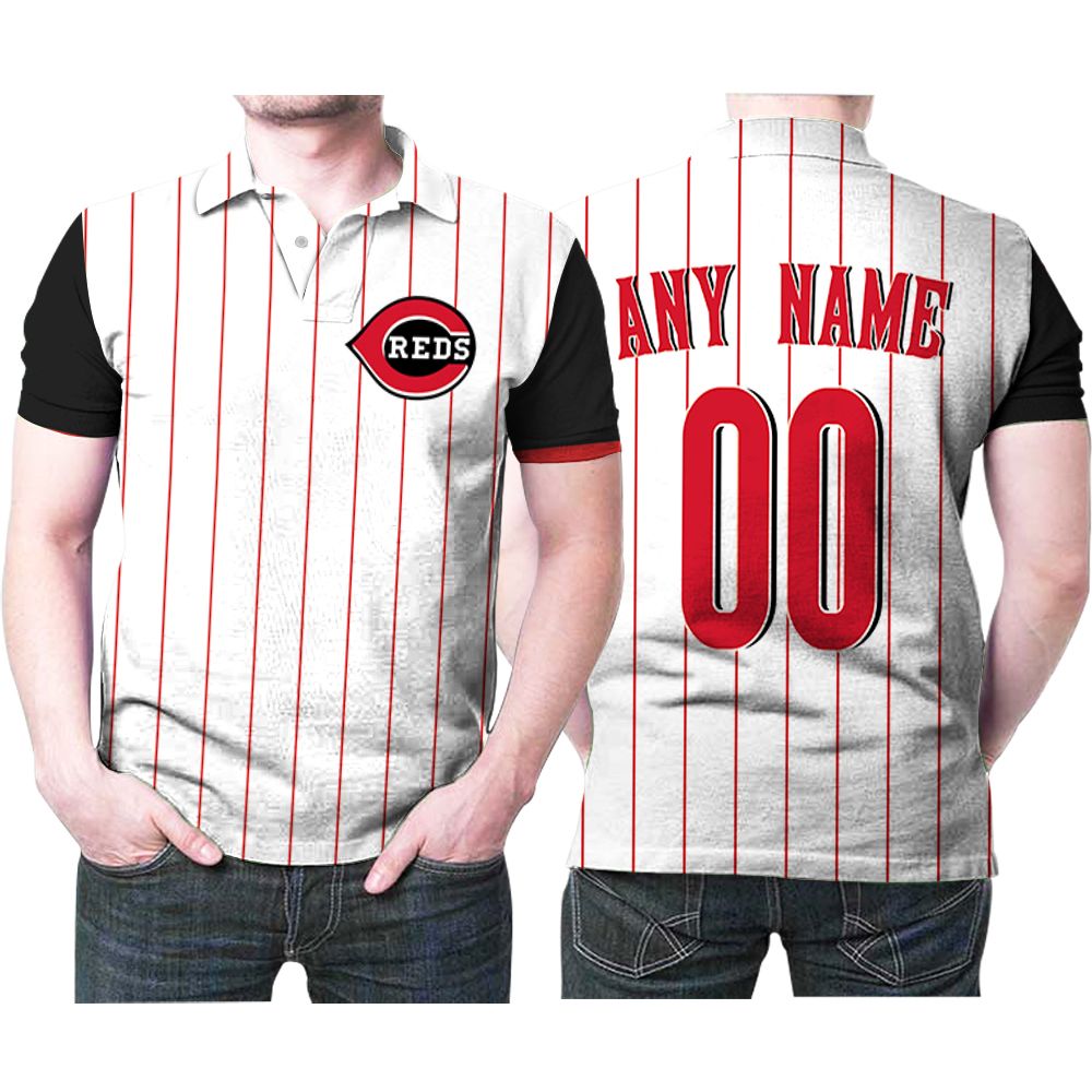 Personalized Cincinnati Reds Majestic 1999 Throwback White Red Striped Jersey Style Inspired 3D All Over Print Polo Shirt