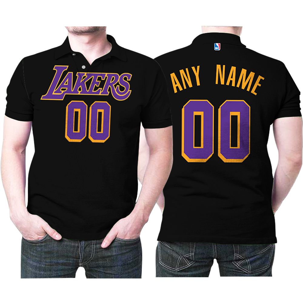 Personalized Los Angeles Lakers Any Name 00 2020-21 Earned Edition Black Jersey Inspired Style 3D All Over Print Polo Shirt