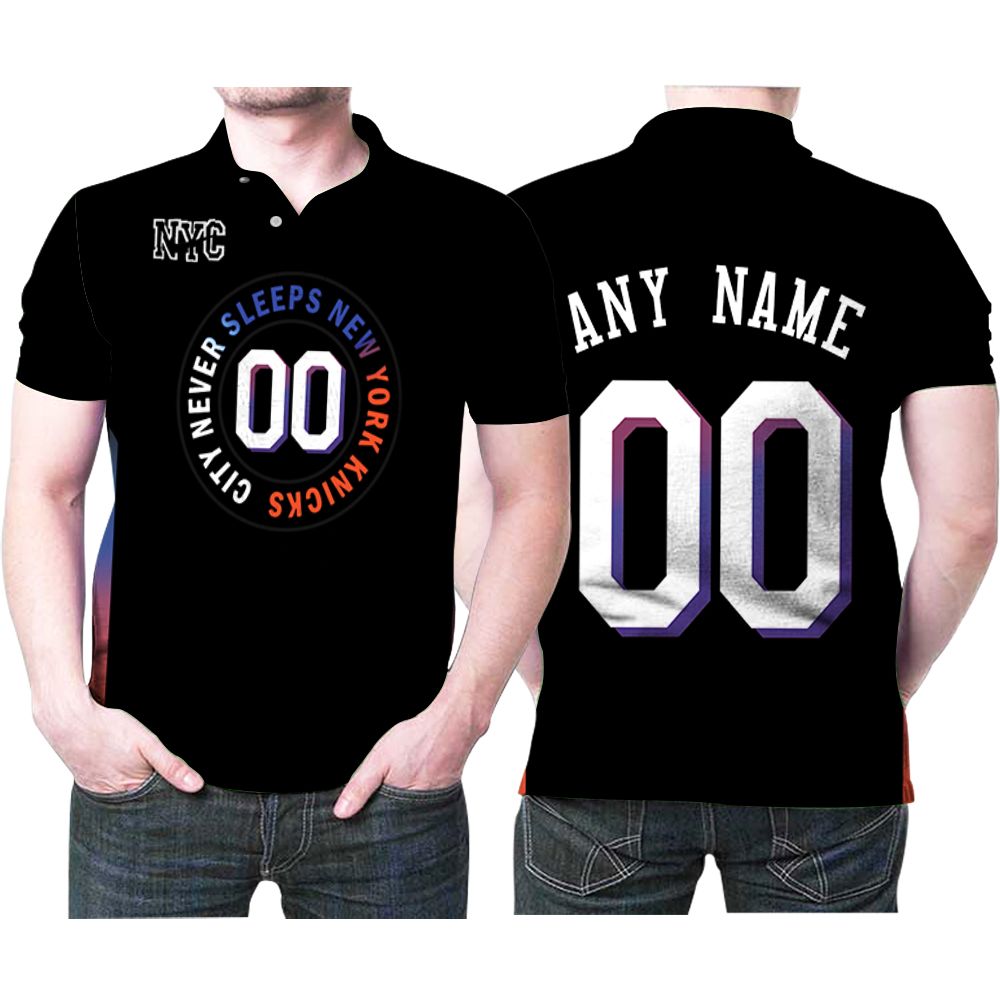 Personalized New York Knicks 00 Anyname 2020 Nba City Edition Black Jersey Inspired Style Polo Shirt