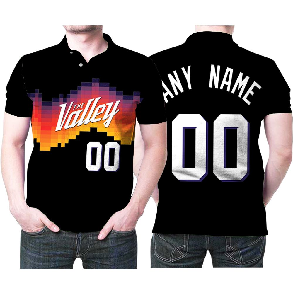 Personalized Phoenix Suns 00 Anyname 2020 Black City Edition The Valley Jersey Inspired Style Polo Shirt