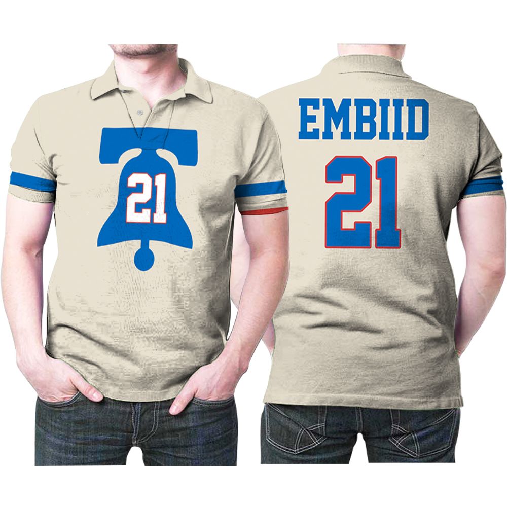 Philadelphia 76ers Joel Embiid 21 Great Player Earned Edition Cream Nba Embiid Lovers Polo Shirt