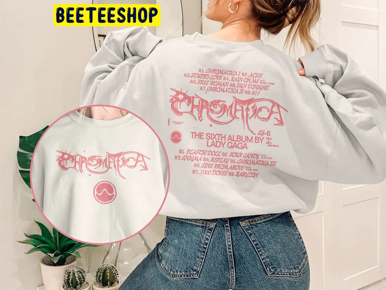 Pink Art Gaga The Chromatica Ball Tour 2022 Double Sided Unsiex Sweatshirt