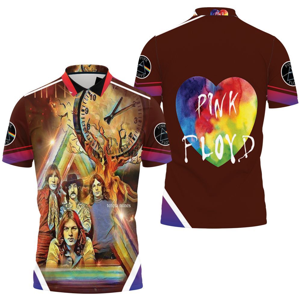 Pink Floyd Rainbow Clock Paint 3D All Over Print Polo Shirt