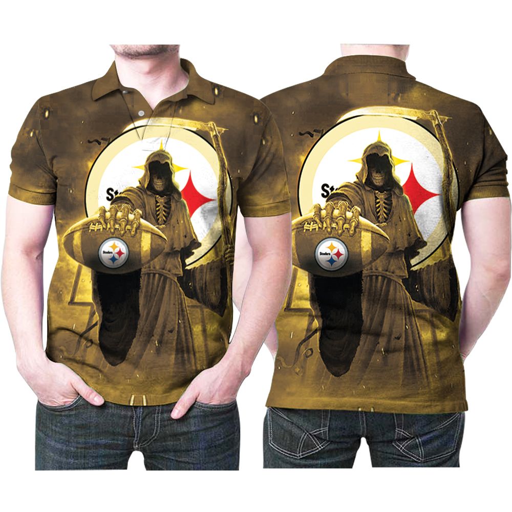 Pittsburgh Steelers America Football Team Nfl Logo Death God Polo Shirt