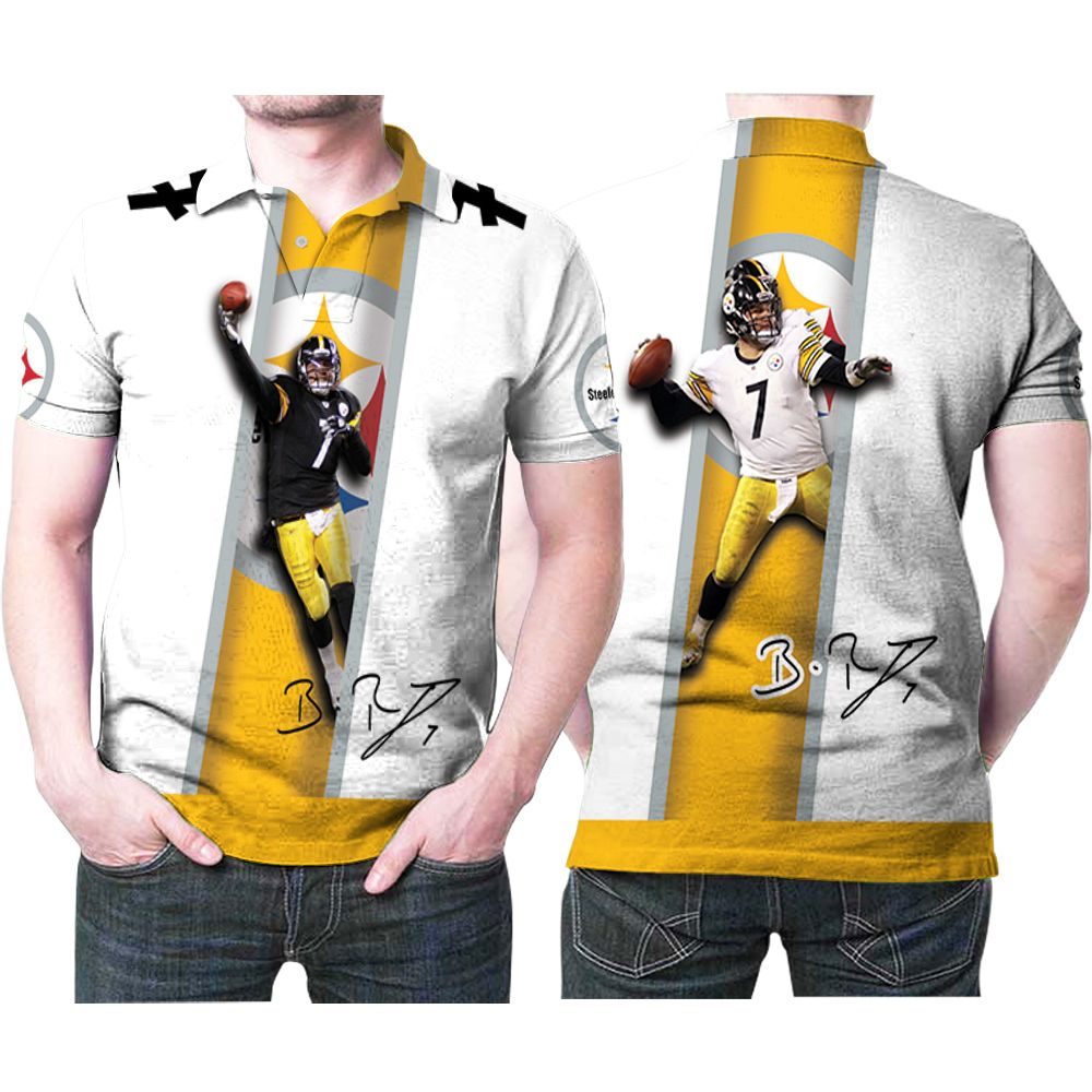 Pittsburgh Steelers Ben Roethlisberger 7 Player Signed 3D All Over Print Polo Shirt