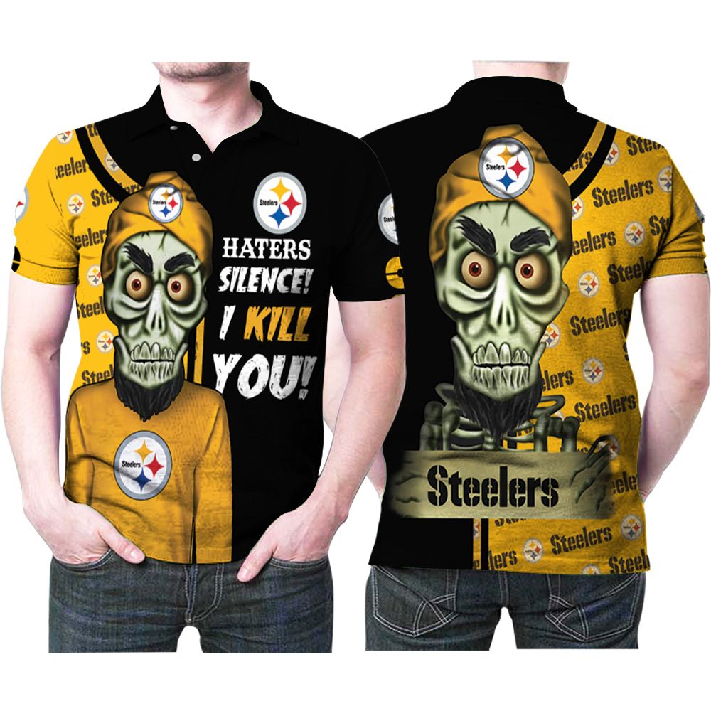 Pittsburgh Steelers Haters Silence I Kill You  Printed 3D All Over Print Polo Shirt