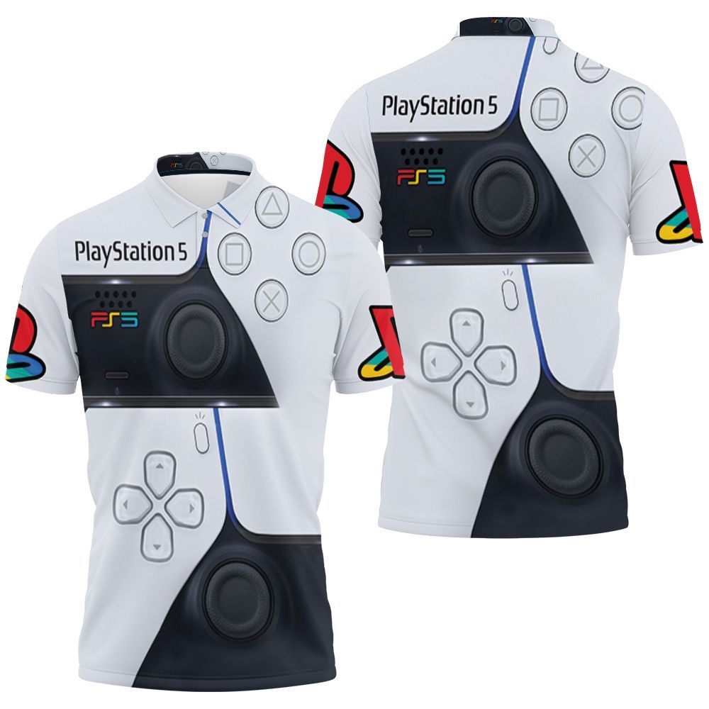 Playstation 5 Gaming Controller Design Pattern For Gamer 3D All Over Print Polo Shirt