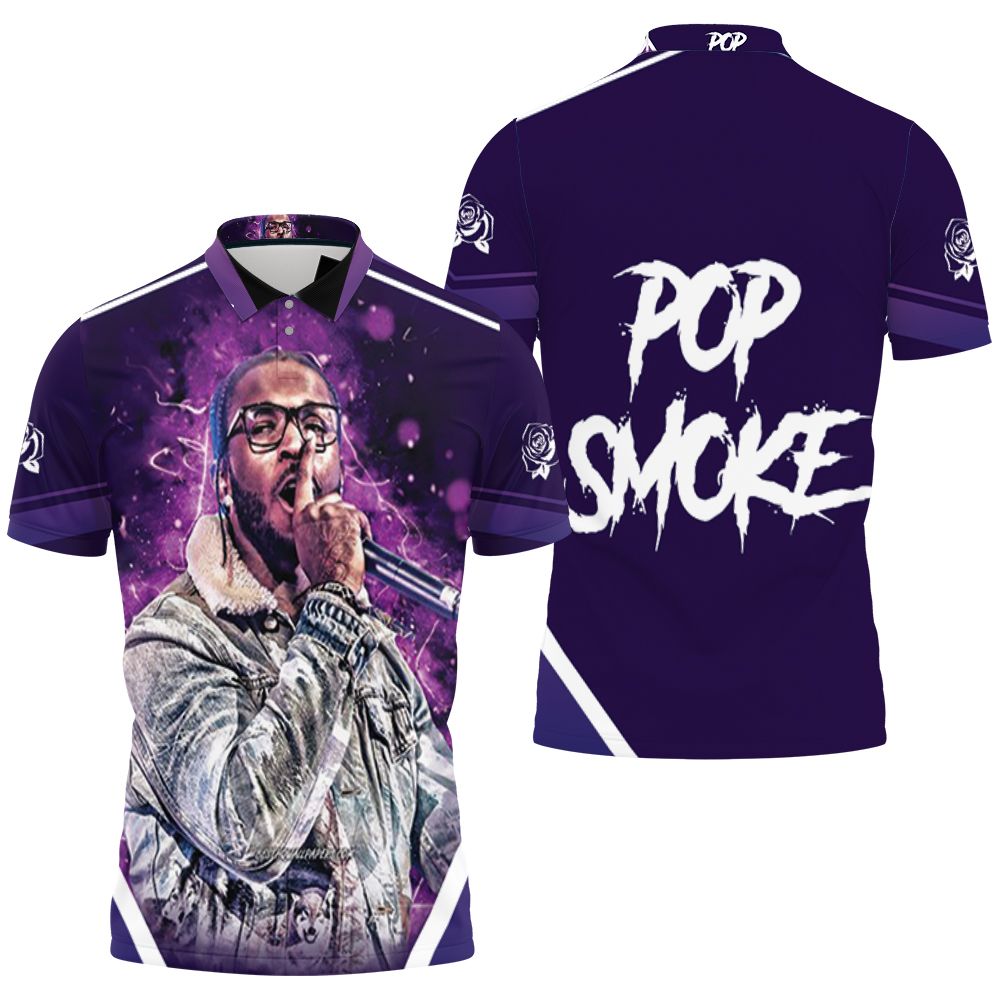 Pop Smoke 2020 Violet Neon Lights American Rapper 3D All Over Print Polo Shirt