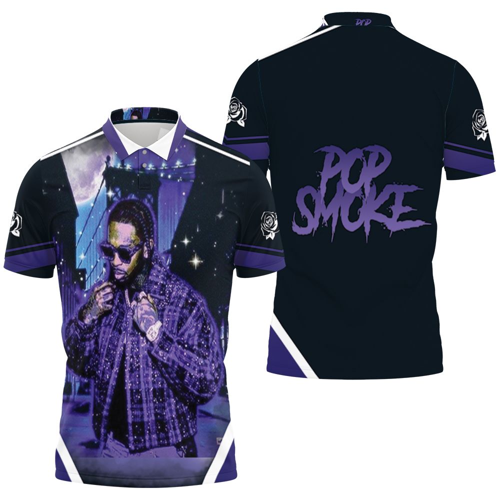 Pop Smoke Glitter Street Rap Hip Hop Night Moon 3D All Over Print Polo Shirt