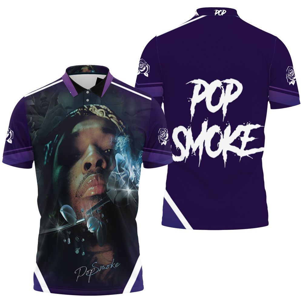 Pop Smoke Shoot For The Stars Aim For The Moon Rose Symbol 3D All Over Print Polo Shirt