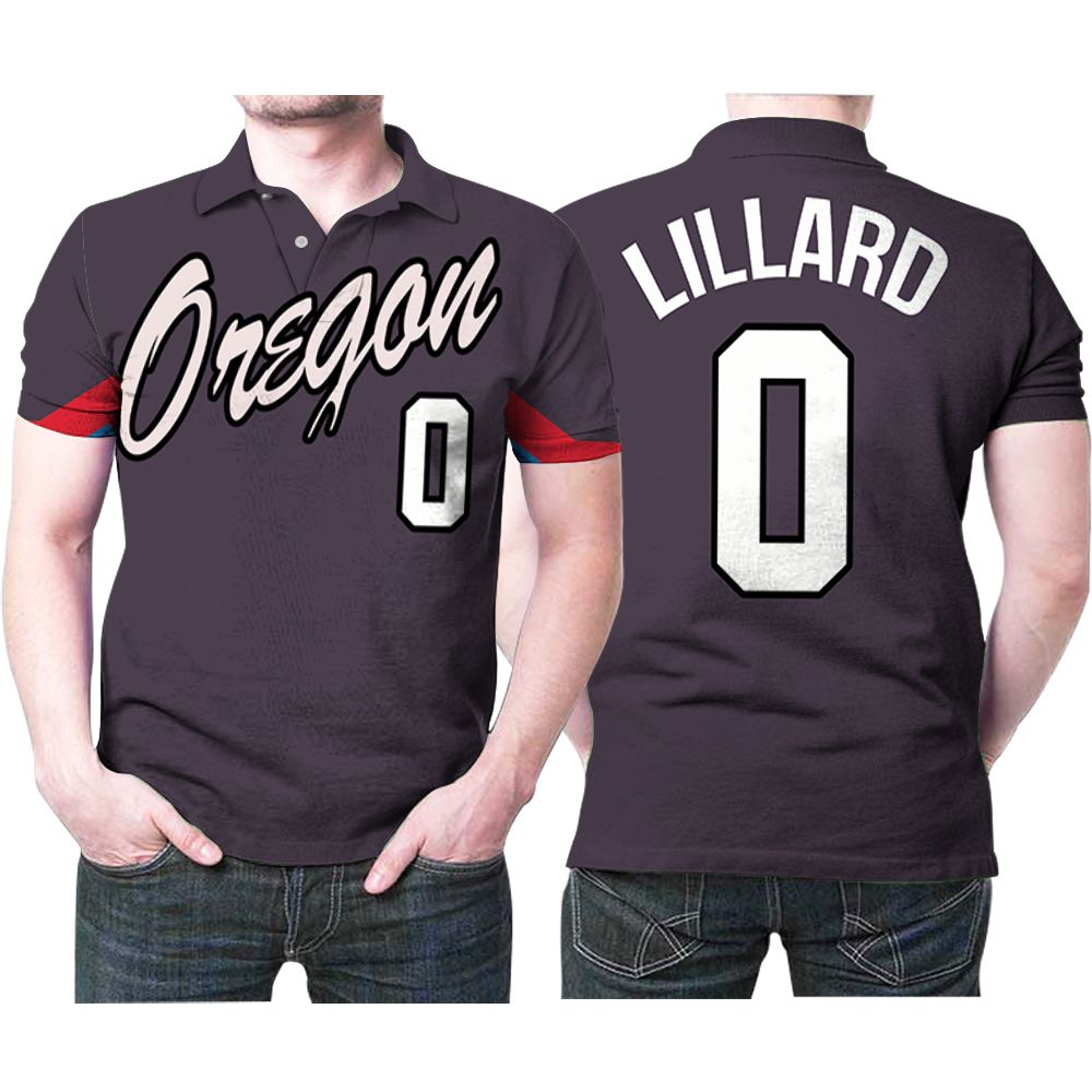 Portland Trail Blazers Damian Lillard 0 Nba Basketball Team 2020 City Edition Black Jersey Style Polo Shirt