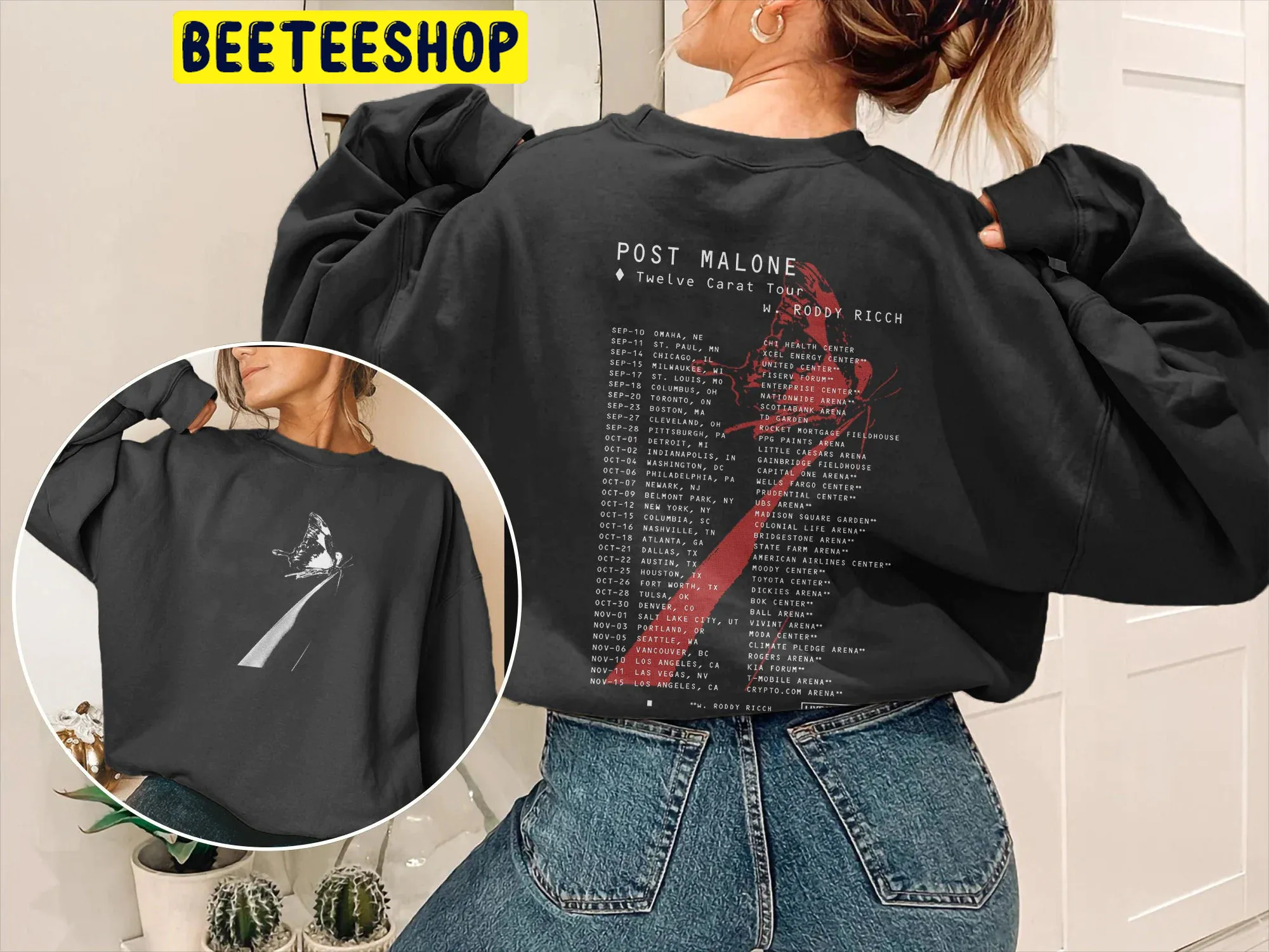 Post Malone Twelve Carat 2022 Tour W.Roddy Ricch Double Side Unisex Sweatshirt