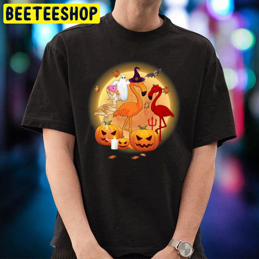 Pumpkin Ghost Flamingo Halloween 2021 Trending Unisex T-shirt - Beeteeshop