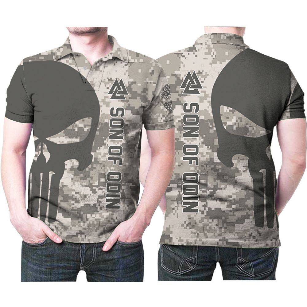 Punisher Skull Viking Symbol Son Of Odin 3D All Over Print Polo Shirt