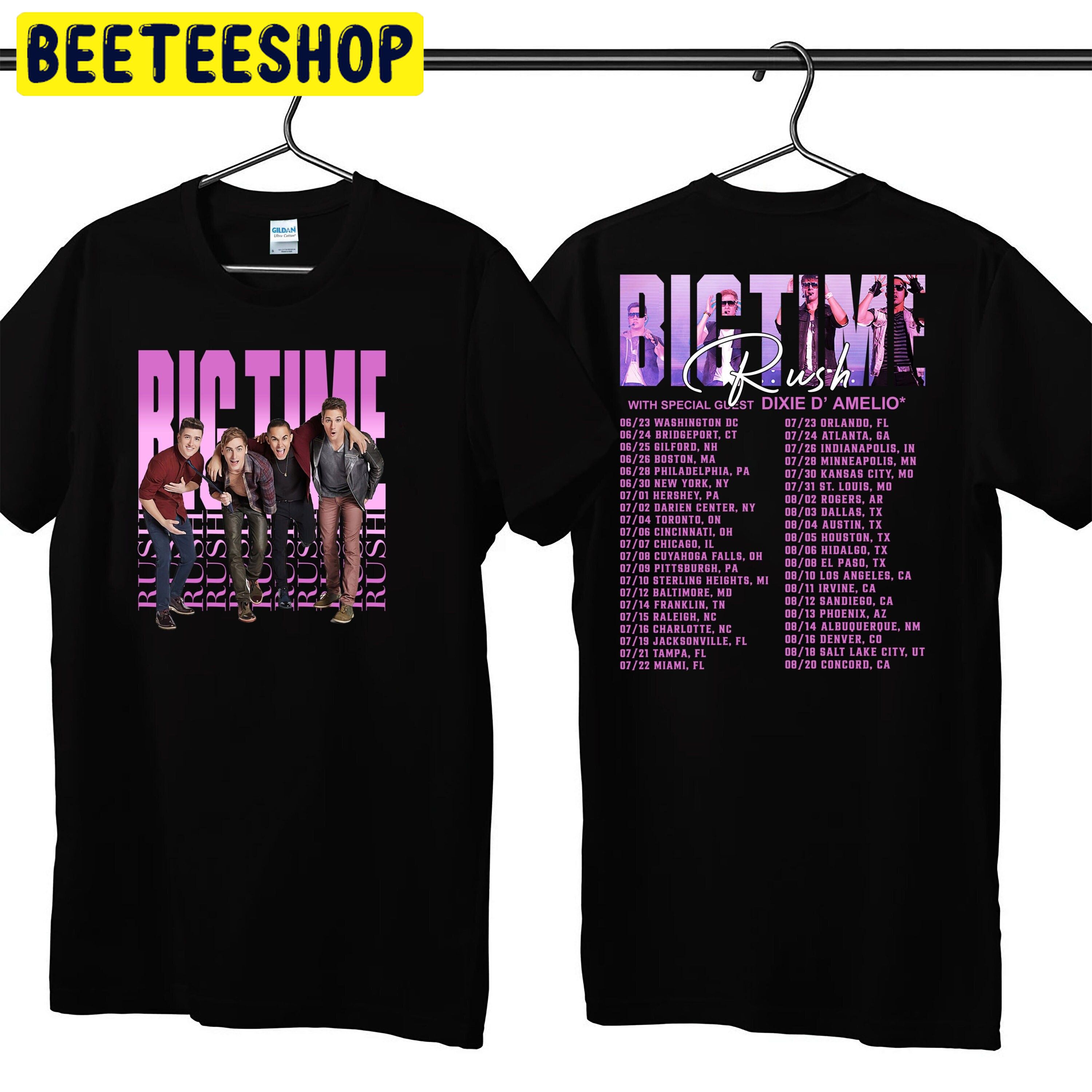 Purple Art Big Time Rush Forever Tour 2022 With Special Guest Dixie D’amelio Double Sided Unsiex T-Shirt