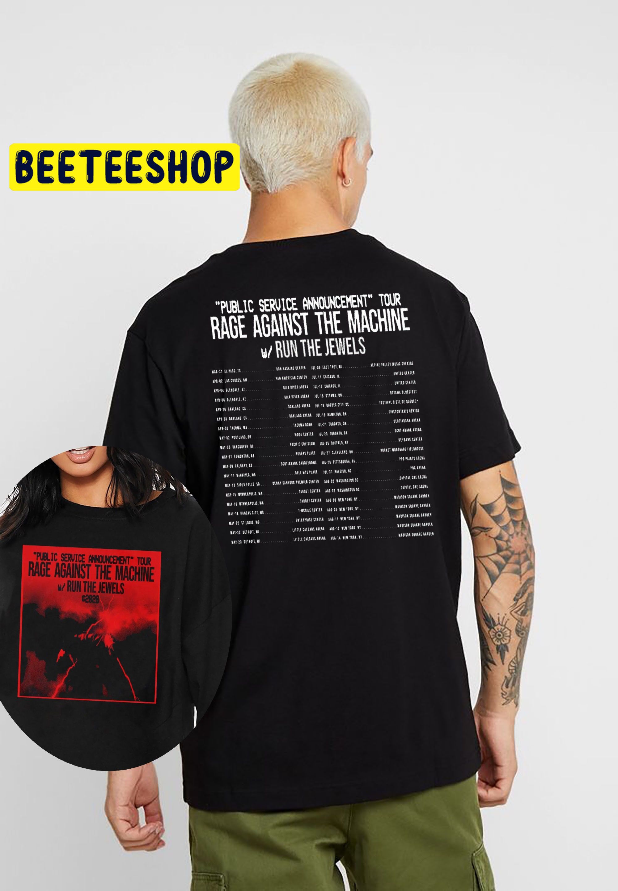 Rage Against The Machine Run The Jewels Tour 2022 Double Side Unisex T-Shirt