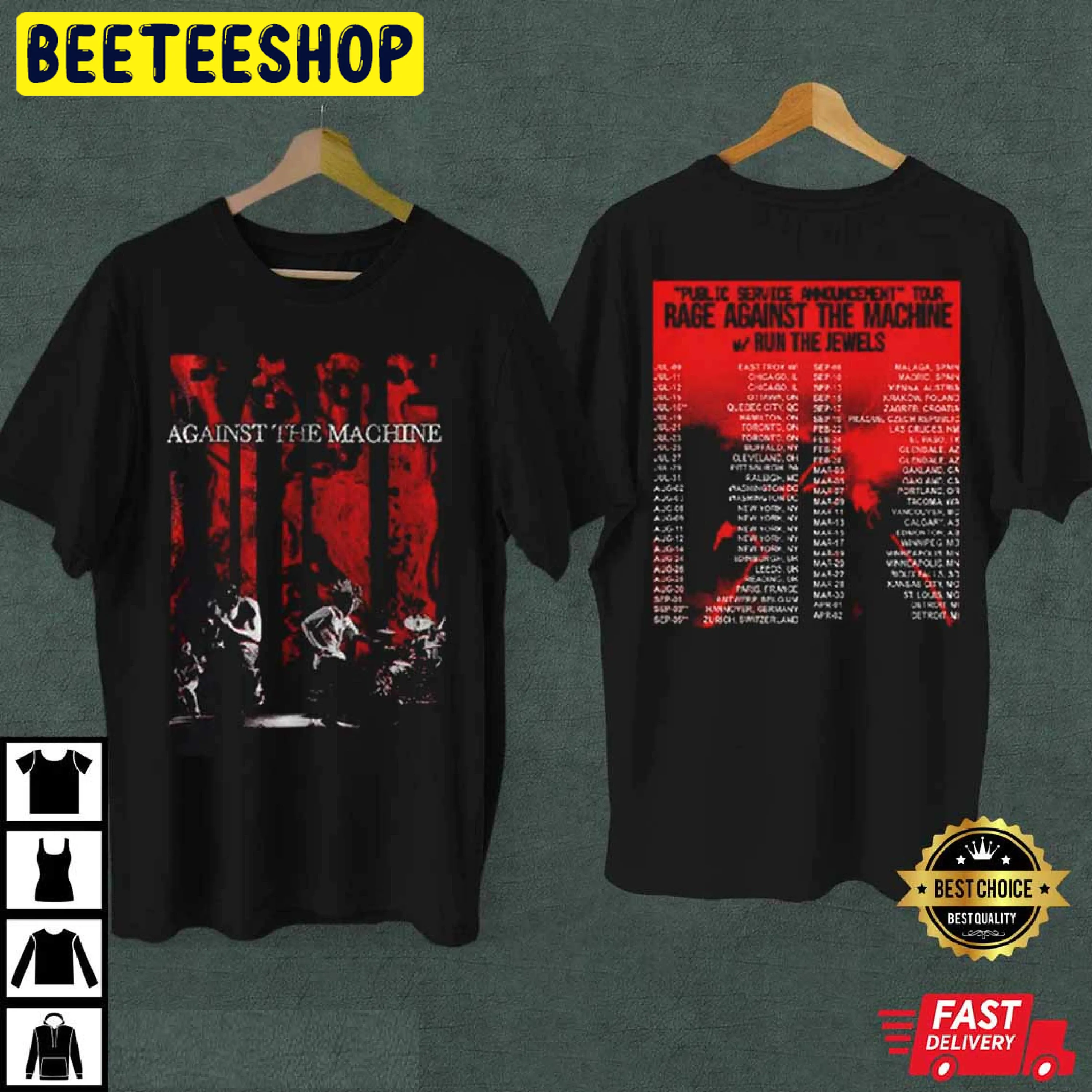 Rage Against The Machine Tour 2022 Double Side Unisex T-Shirt