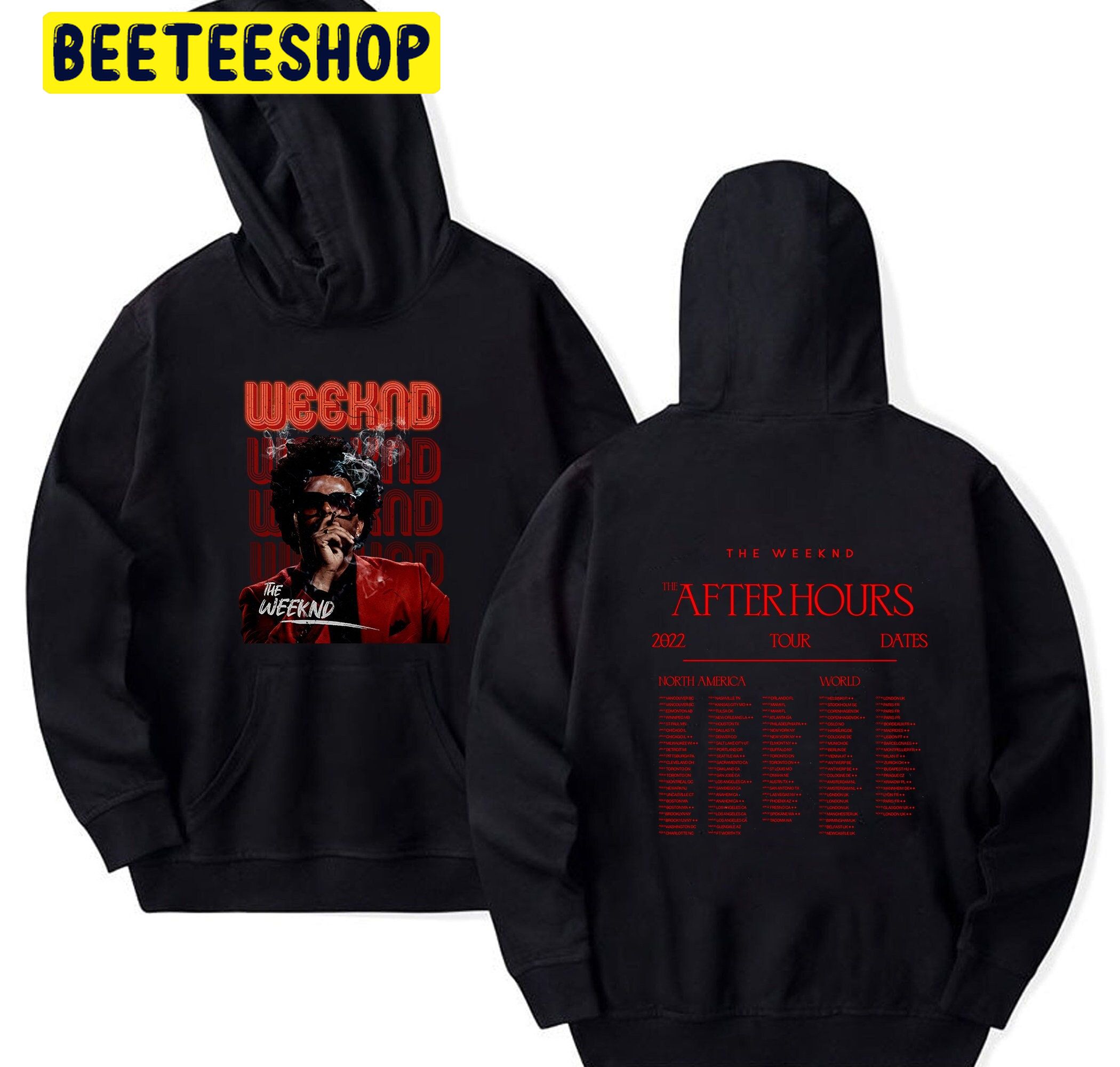 Red Art The Weeknd After Hours Til Dawn Tour 2022 Double Side Unisex Shirt