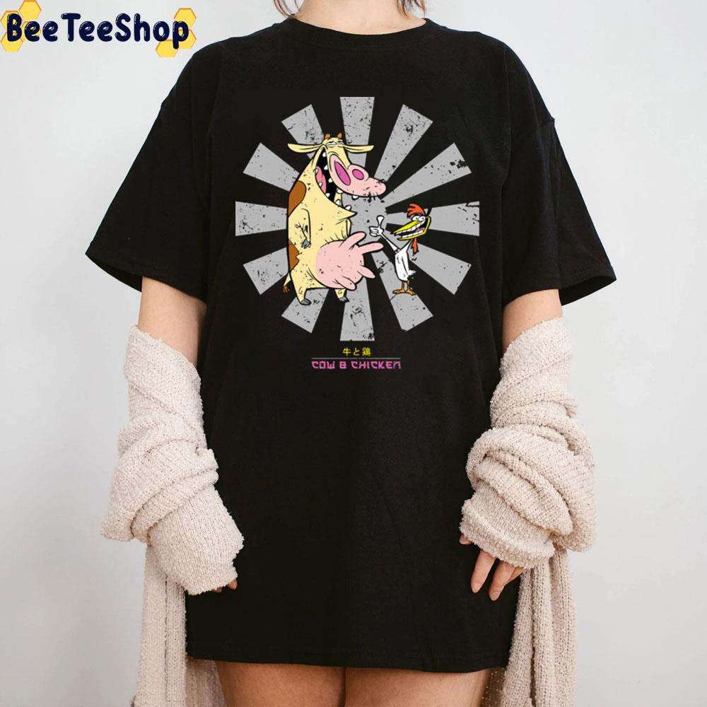 Retro Japanese Cow And Chicken Trending Unisex T-Shirt