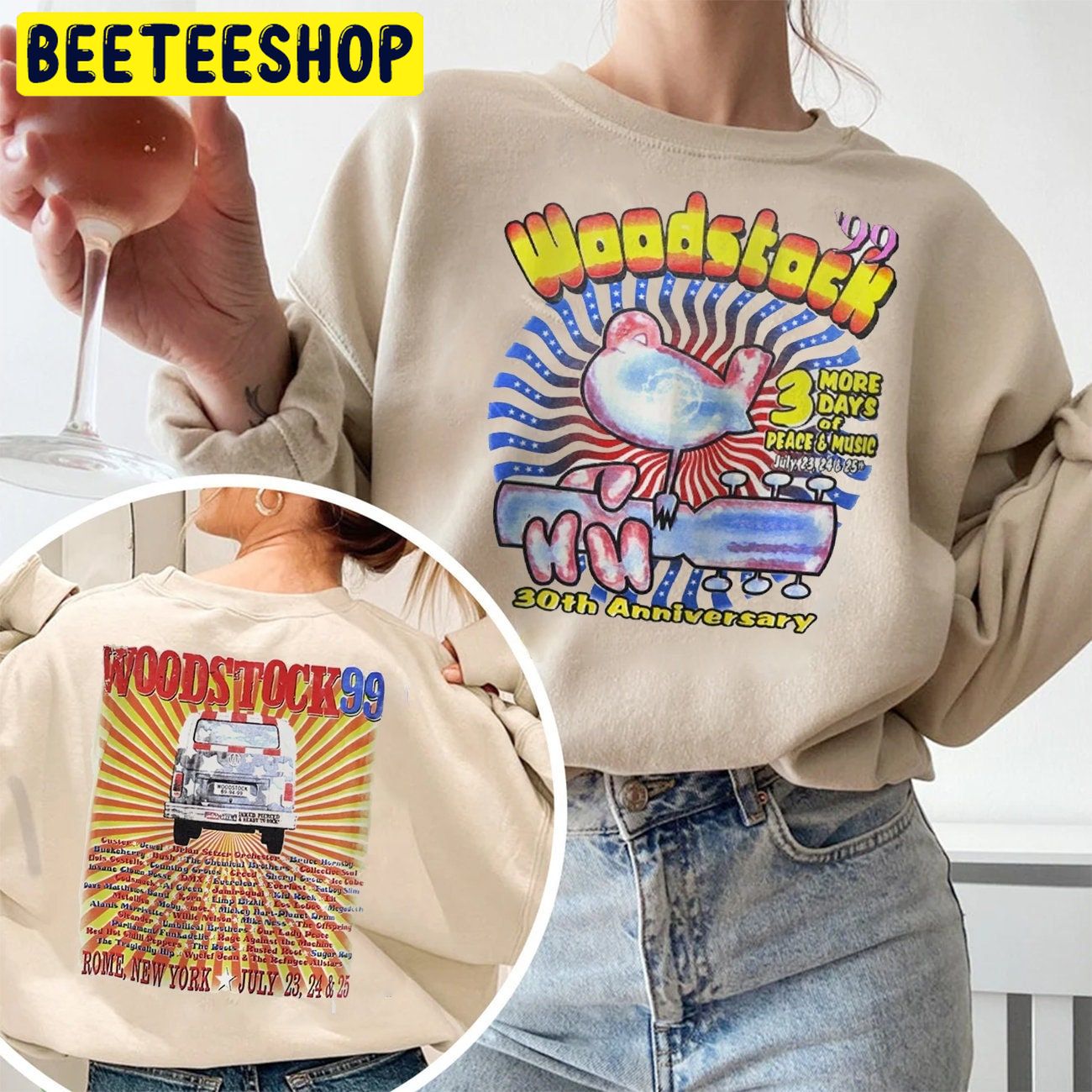 Retro Vintage Woodstock 30th Anniversary Double Side Unisex Shirt