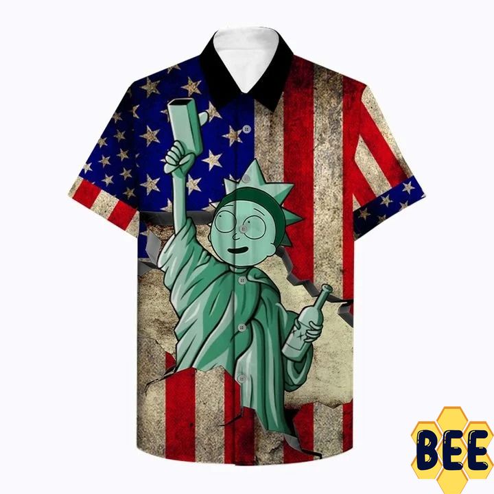 Rick And Morty Statue Of Liberty Flag Trending Hawaiian Shirt