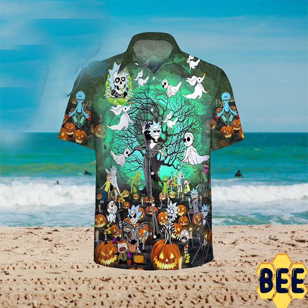 Rick And Morty Tim Burton Halloween Trending Hawaiian Shirt