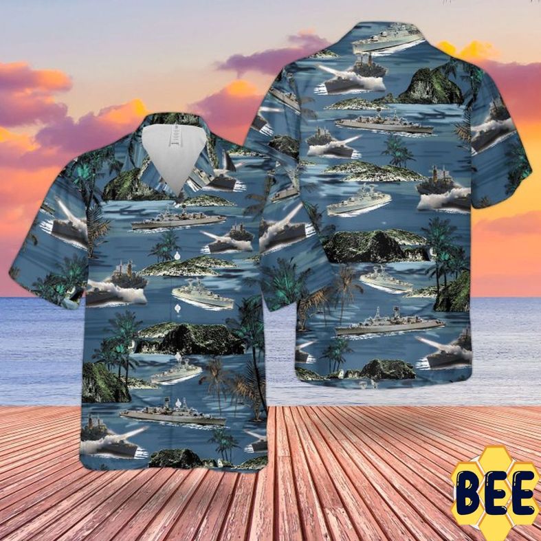 Rn County-Class Guided Missile Destroyer Trending Hawaiian Shirt