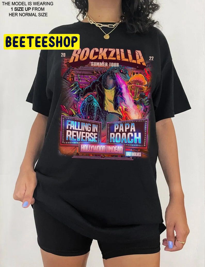 Rockzilla Falling In Reverse Papa Roach 2022 Tour Double Side Unisex ...