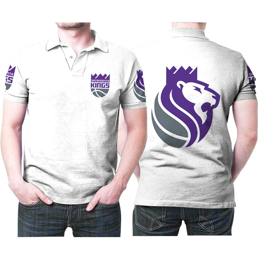 Sacramento Kings Basketball Classic Mascot Logo Gift For Kings Fans White 3D All Over Print Polo Shirt