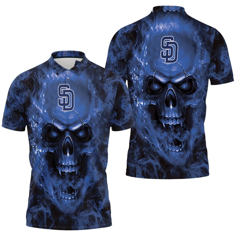 San Diego Padres Mlb Fans Skull 3D All Over Print Polo Shirt