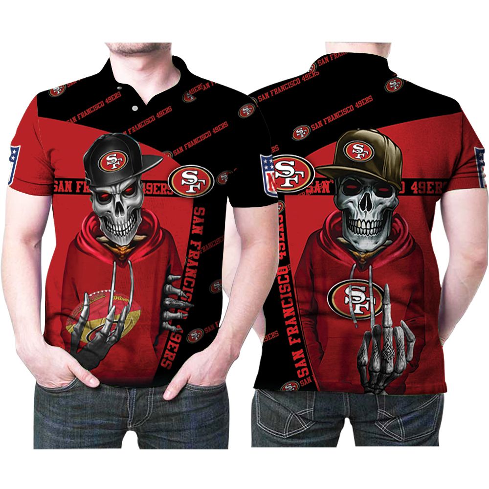 San Francisco 49ers Hip Hop Skull Snapback Logo 3D All Over Print Polo Shirt