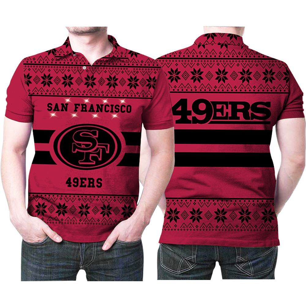 San Francisco 49ers Light Up Ugly Christmas Pattern 3D All Over Print Polo Shirt