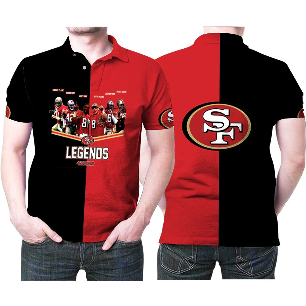 San Francisco 49ers Logo Legends Coach And Players Signed 3D All Over Print Polo Shirt