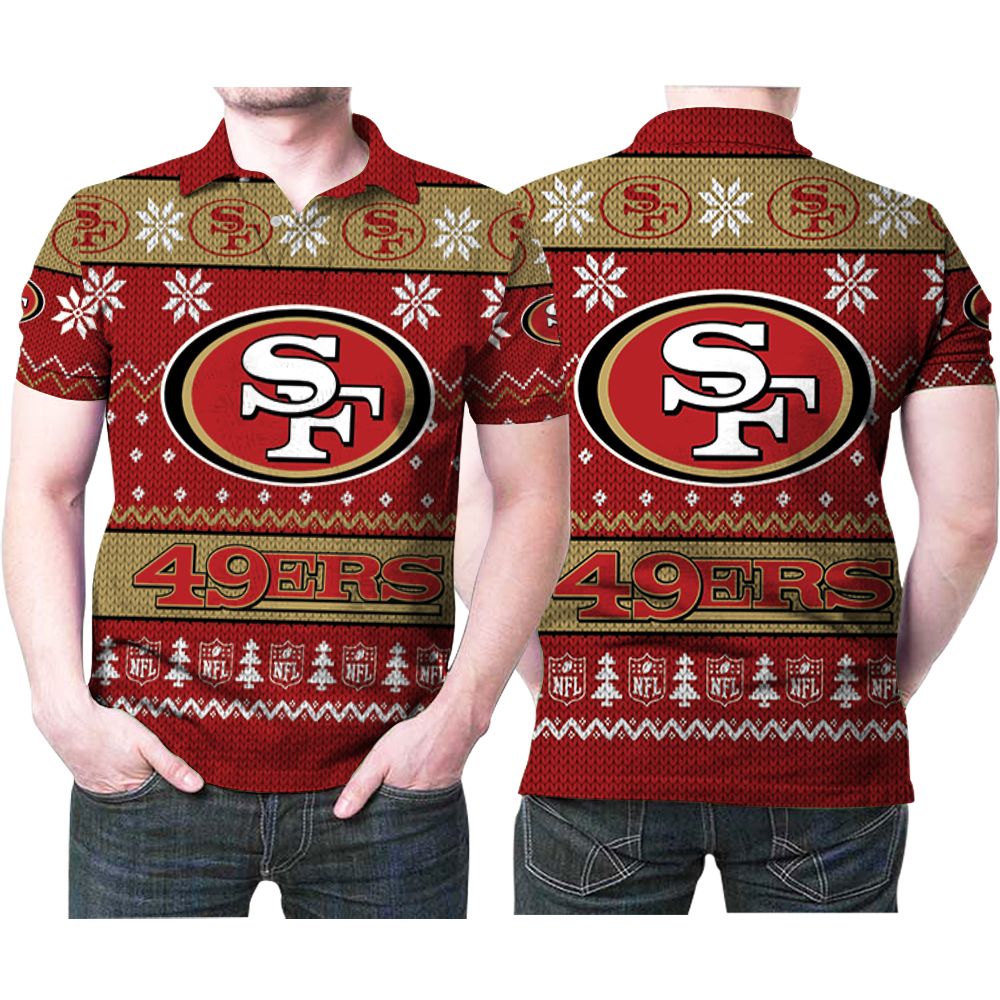 San Francisco 49ers Logo Nfl Ugly Christmas 3D All Over Print Polo Shirt