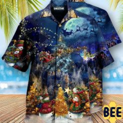 Santa Claus In Christmas Night Full Print Trending Hawaiian Shirt
