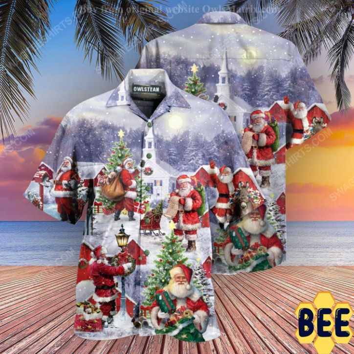 Santa Claus Is Coming Town In Christmas Night Full Print Trending Hawaiian Shirt