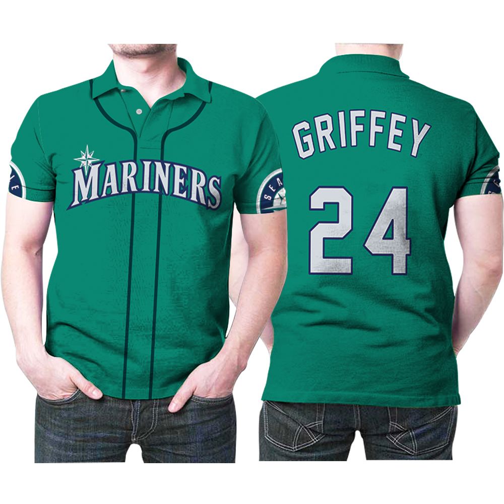 Seattle Mariners Ken Griffey Jr Mlb Baseball Majestic Cool Base Player Northwest Green 2019 Jersey Style Polo Shirt