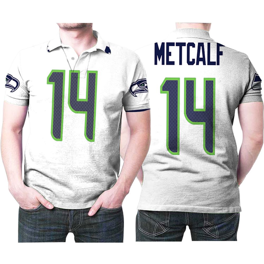 Seattle Seahawks Dk Metcalf 14 Nfl American Football 2019 Draft White Game Jersey Style Polo Shirt